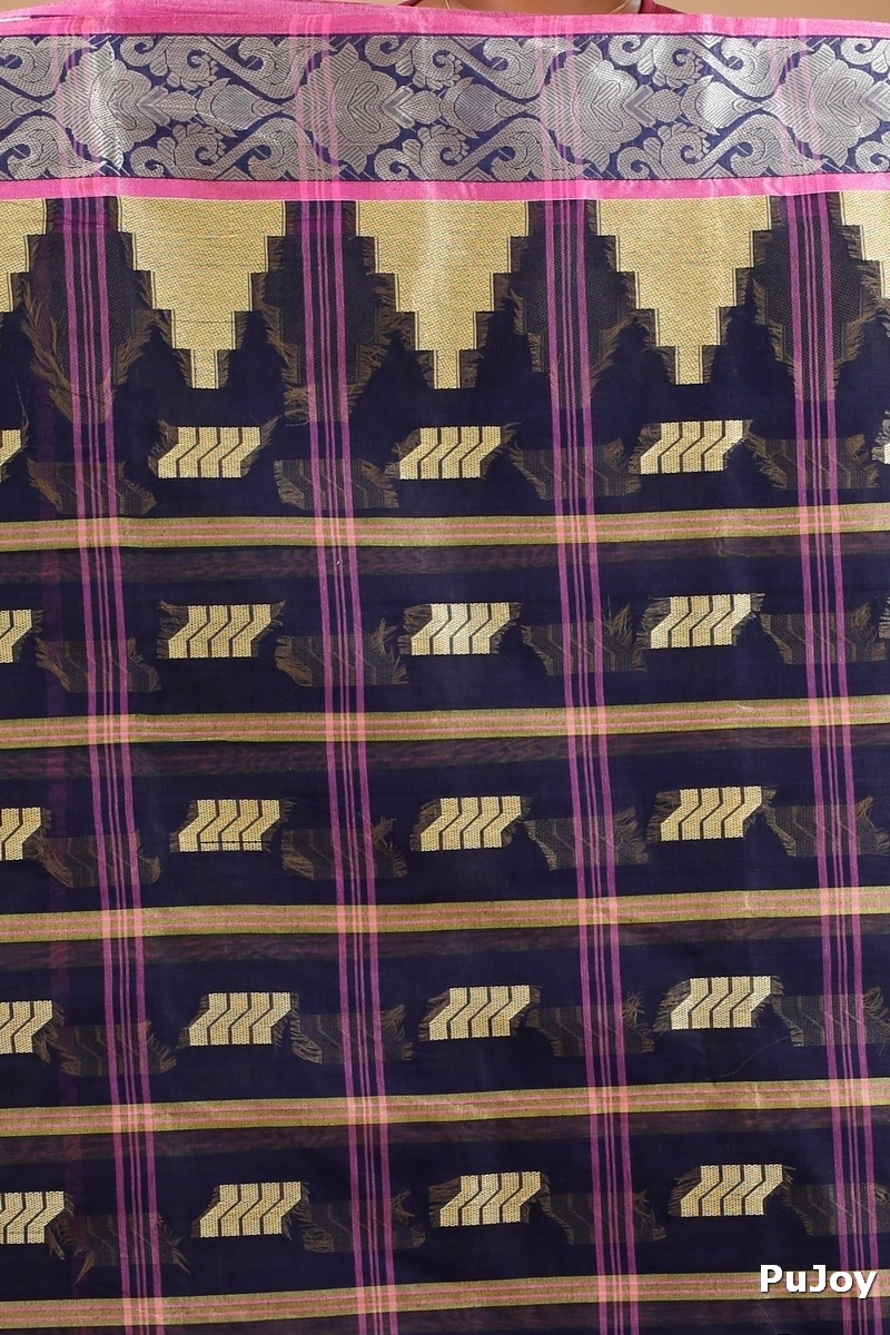 Blue Pure Cotton Kamala Desiging Tant Saree (223)