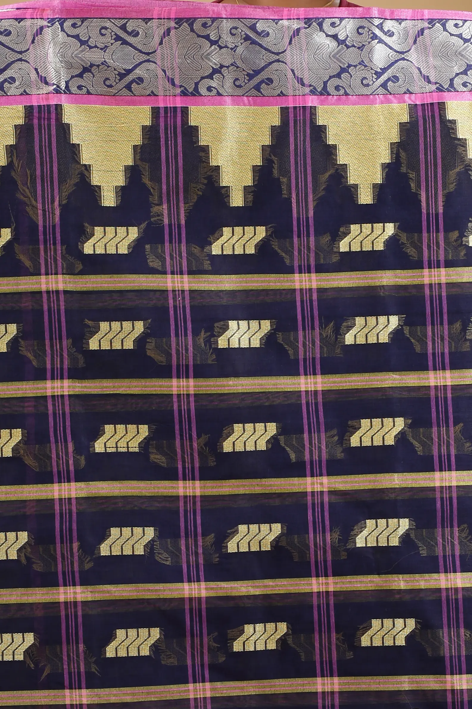 Blue Pure Cotton Kamala Desiging Tant Saree (223)