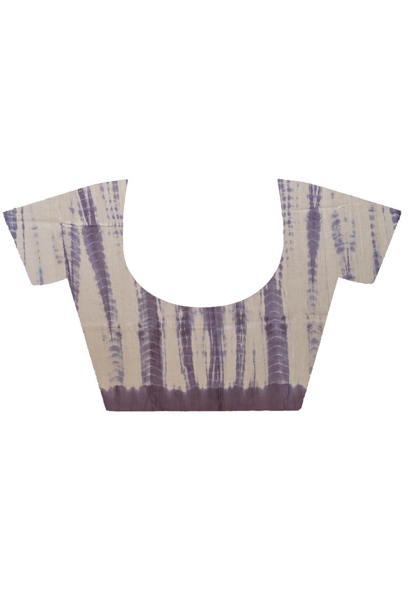 Lavender White Pure Cotton Achmol Badhni Dye Saree (2233)