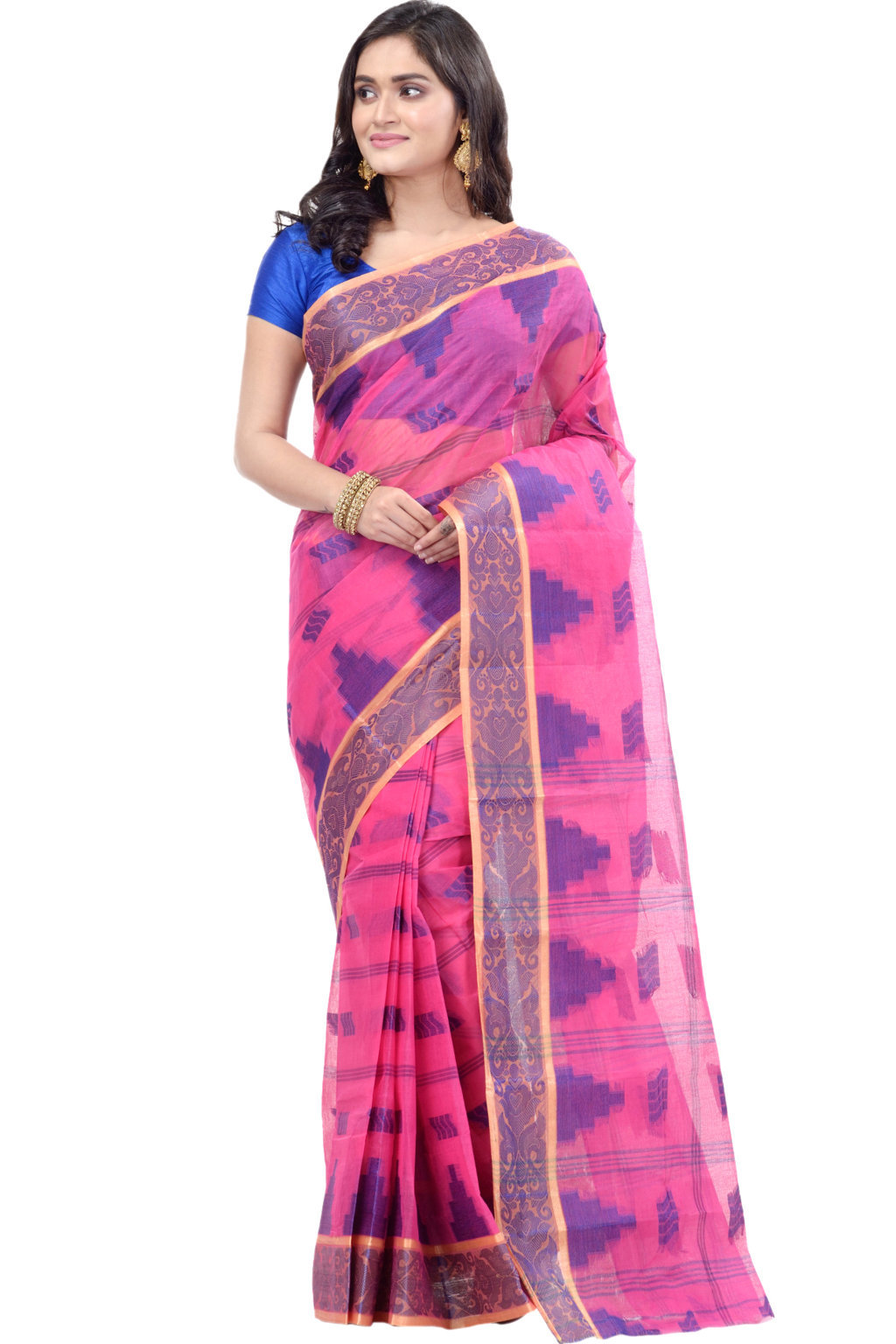 Pink Pure Cotton Kamala Desiging Tant Saree (224)