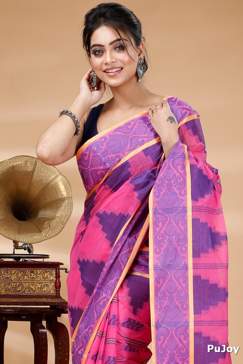 Pink Pure Cotton Kamala Desiging Tant Saree (224)