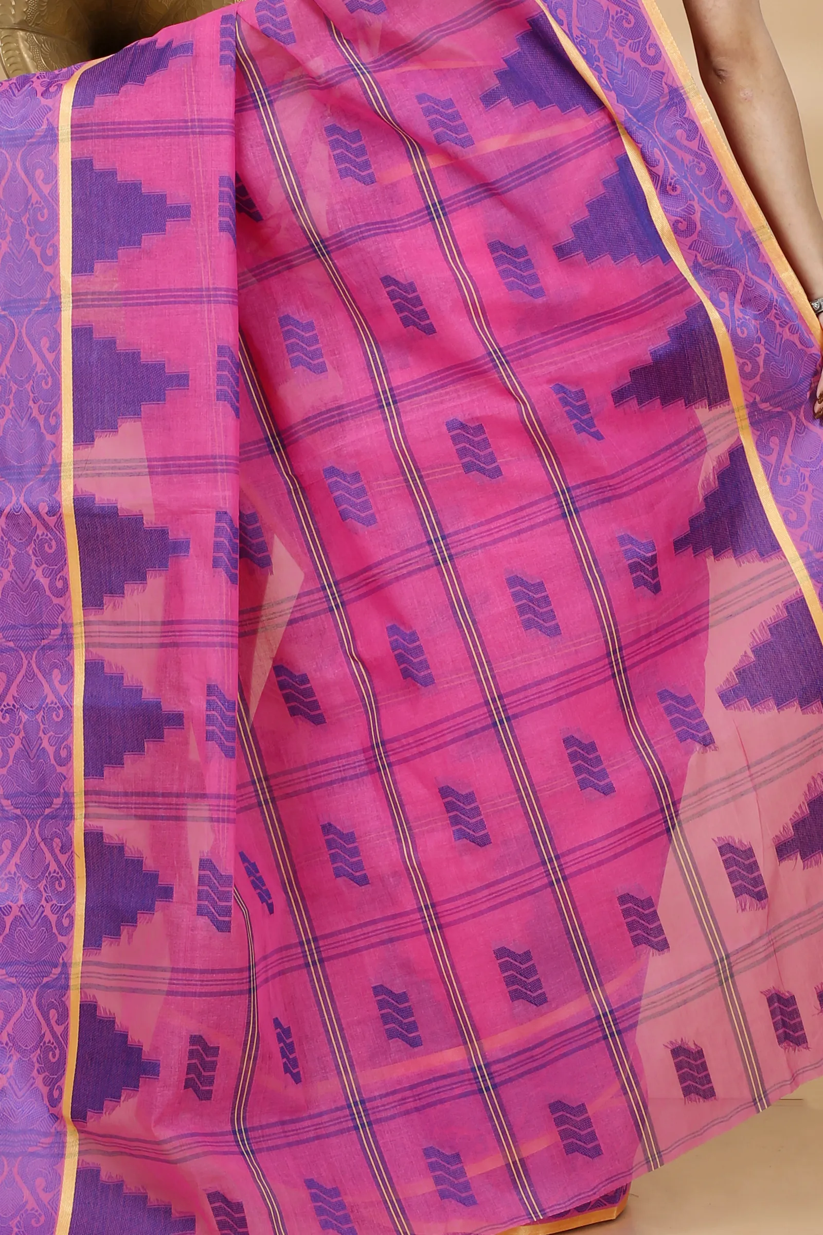 Pink Pure Cotton Kamala Desiging Tant Saree (224)