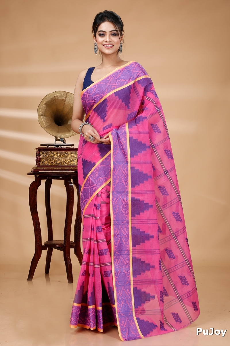 Pink Pure Cotton Kamala Desiging Tant Saree (224)