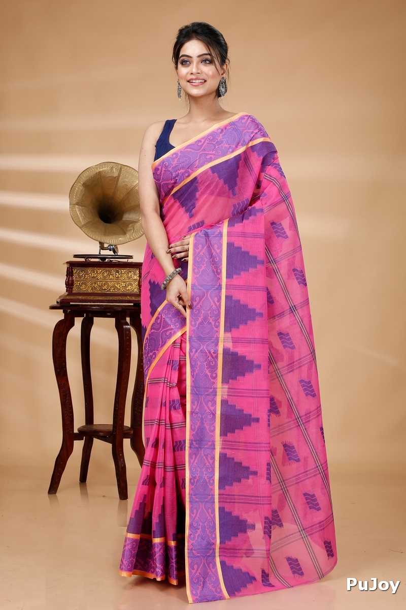 Pink Pure Cotton Kamala Desiging Tant Saree (224)