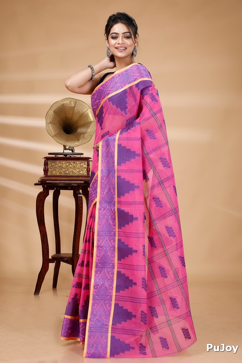 Pink Pure Cotton Kamala Desiging Tant Saree (224)