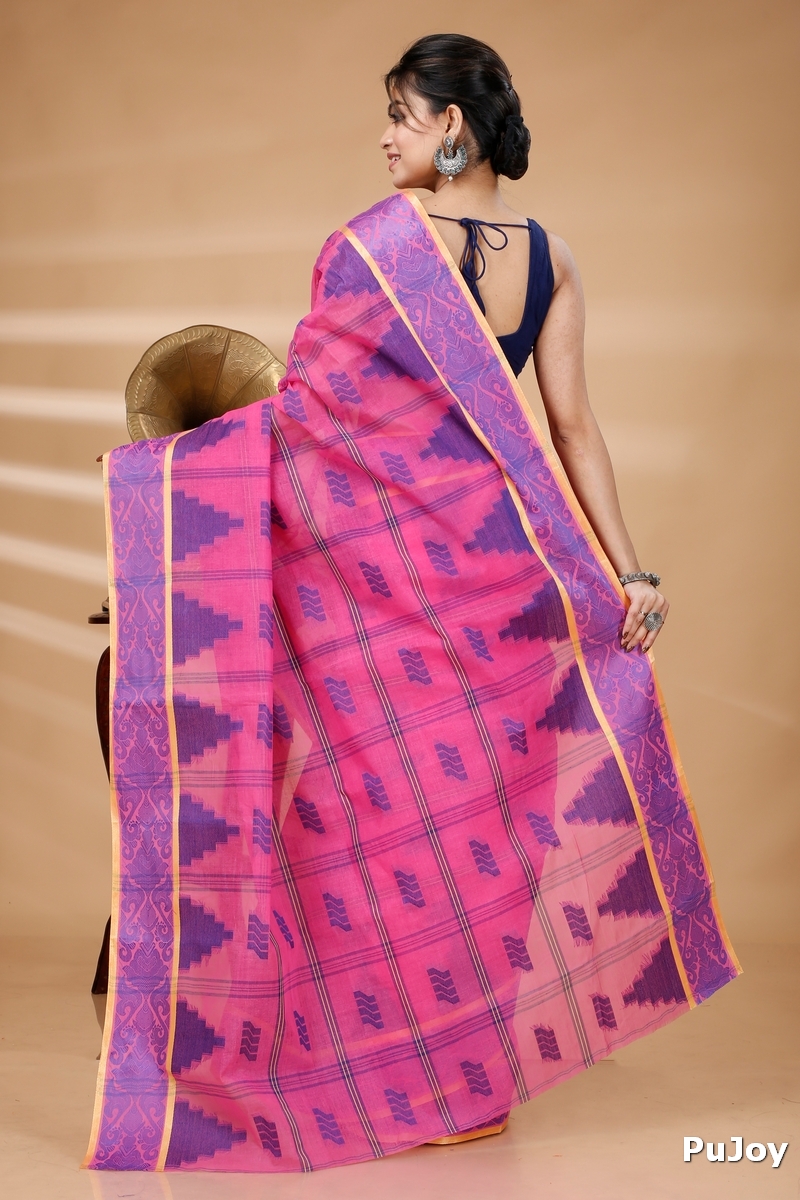 Pink Pure Cotton Kamala Desiging Tant Saree (224)