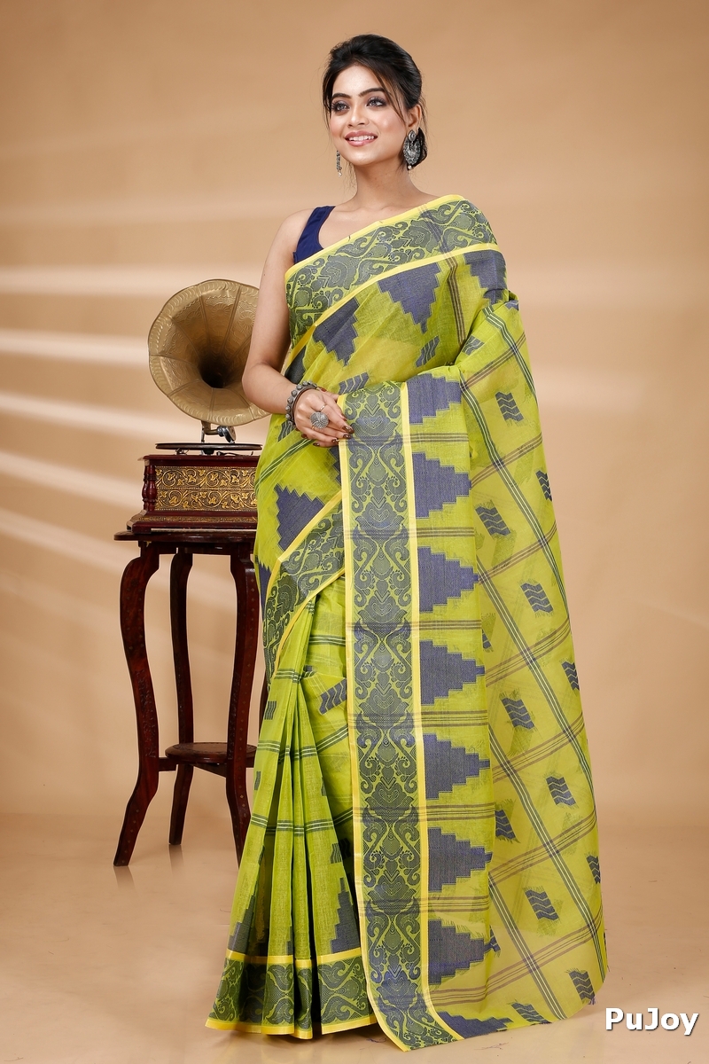 Green Pure Cotton Kamala Desiging Tant Saree (225)