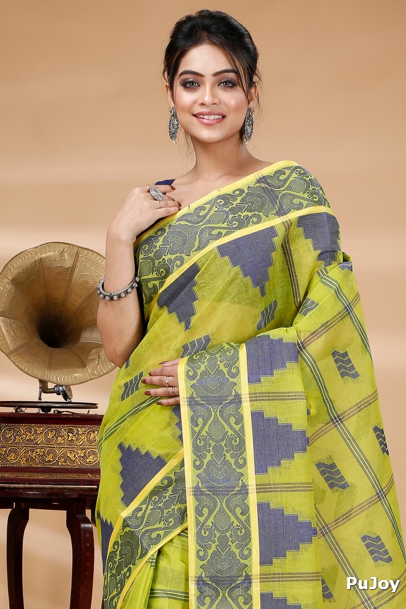 Green Pure Cotton Kamala Desiging Tant Saree (225)
