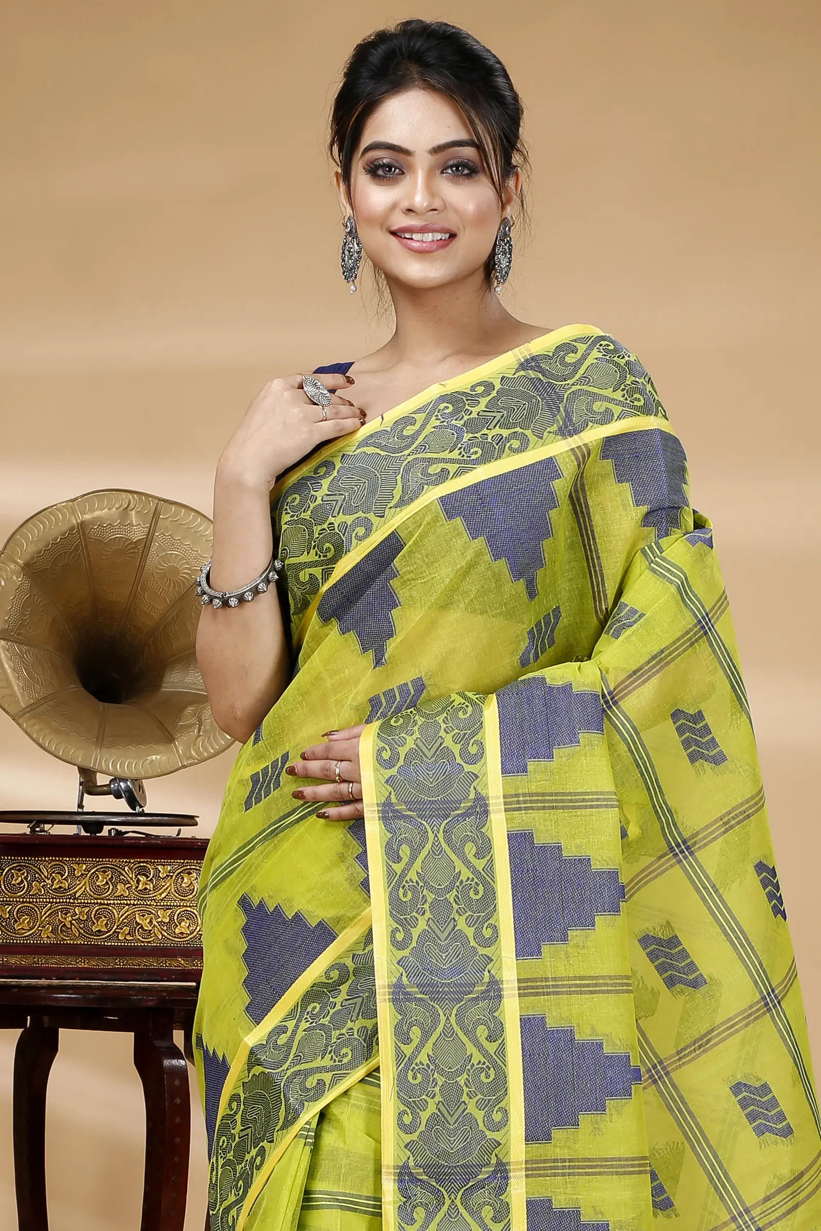 Green Pure Cotton Kamala Desiging Tant Saree (225)