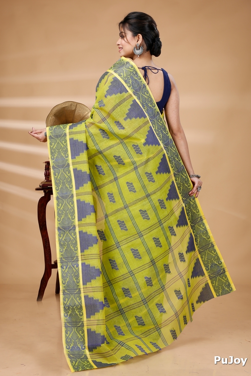 Green Pure Cotton Kamala Desiging Tant Saree (225)