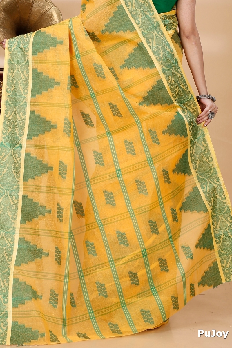 Yellow Pure Cotton Kamala Desiging Tant Saree (226)