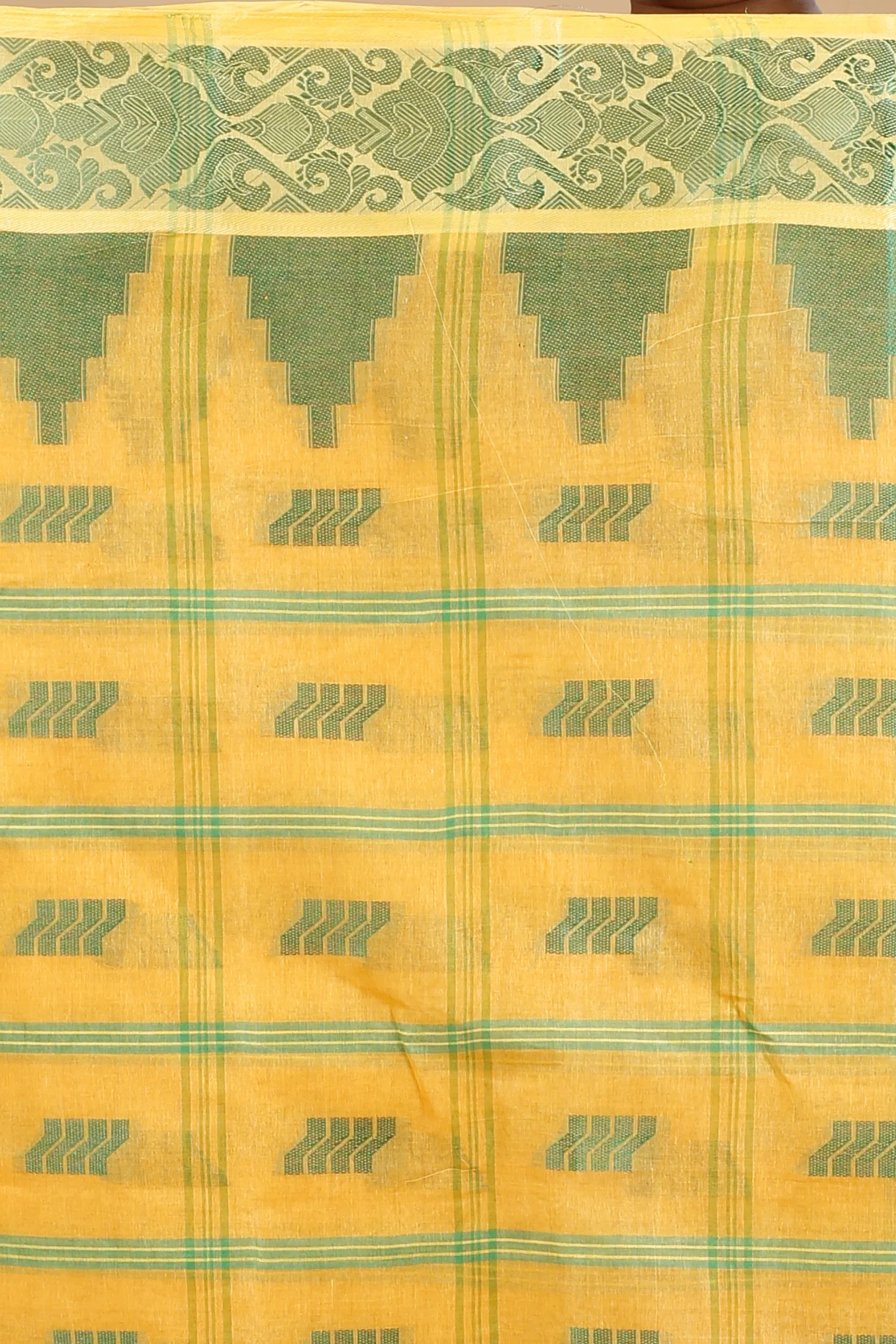 Yellow Pure Cotton Kamala Desiging Tant Saree (226)