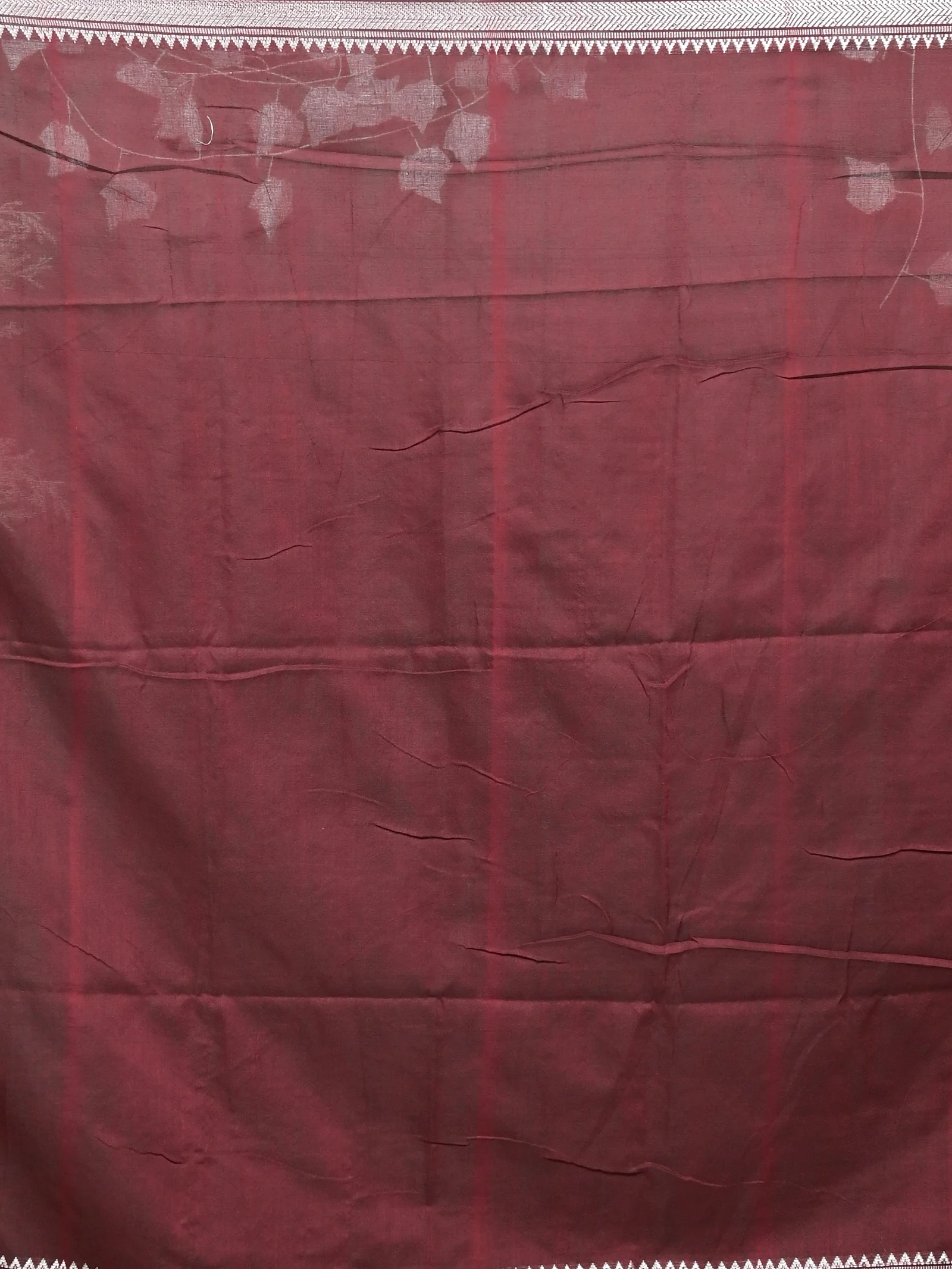 Maroon Pure Cotton Nopra Handloom Saree (2267)