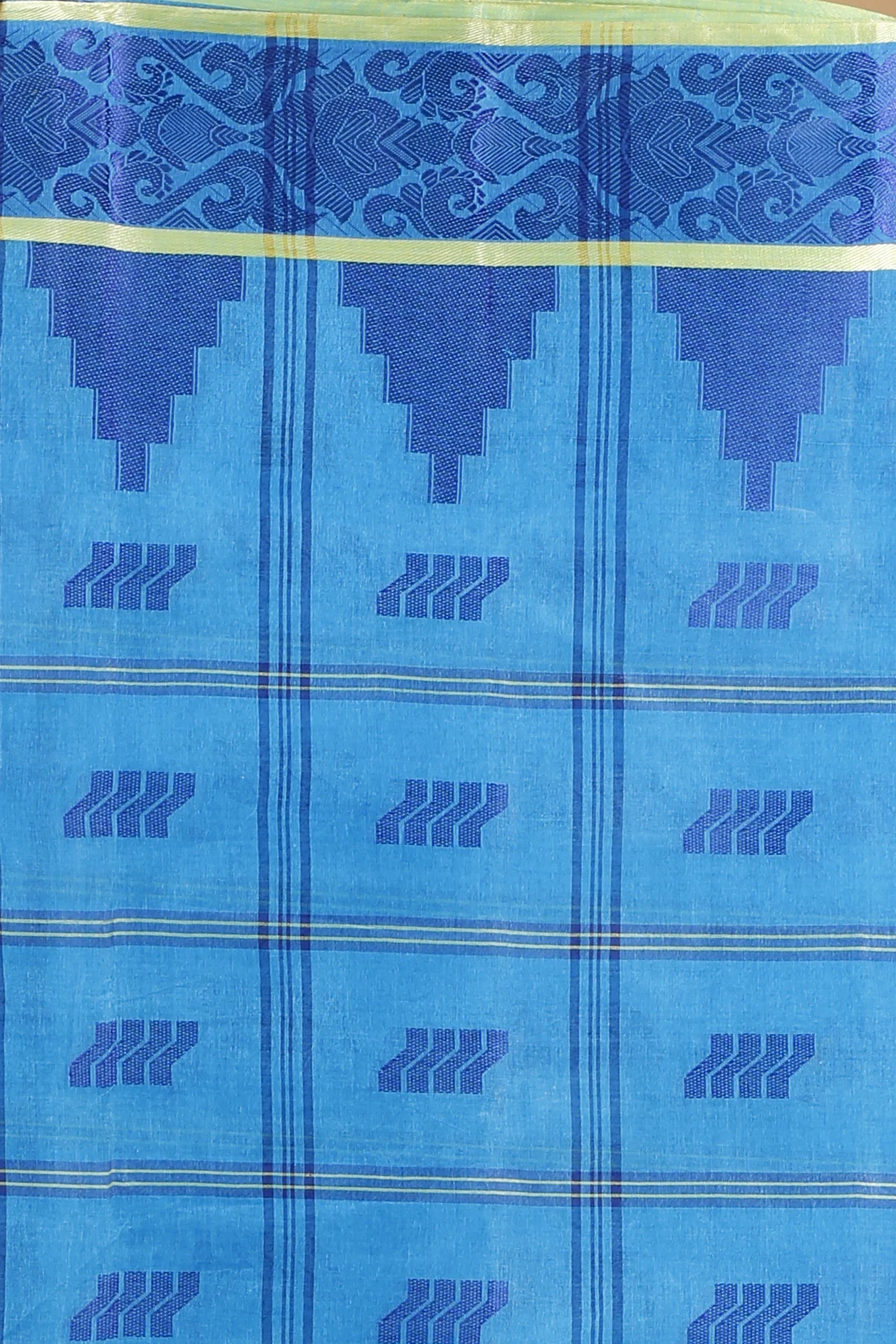 Blue Pure Cotton Kamala Desiging Tant Saree (227)