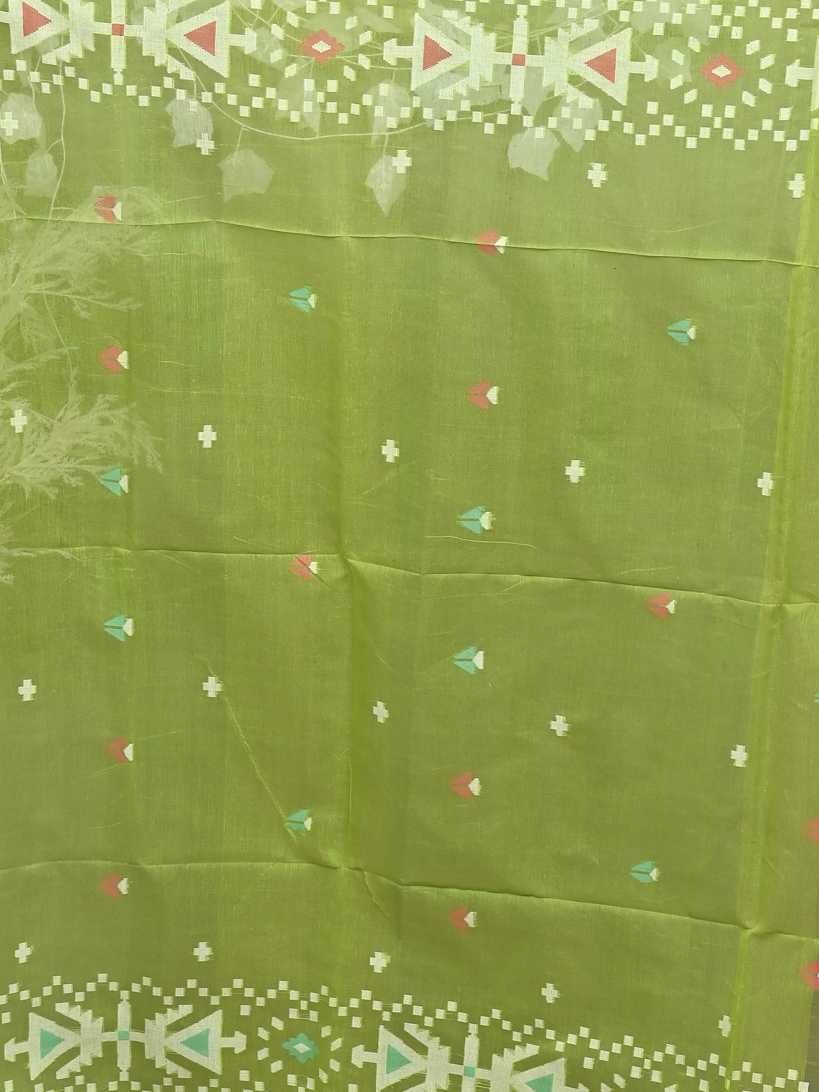Green Cotton Nopvi Muslin saree (2271)