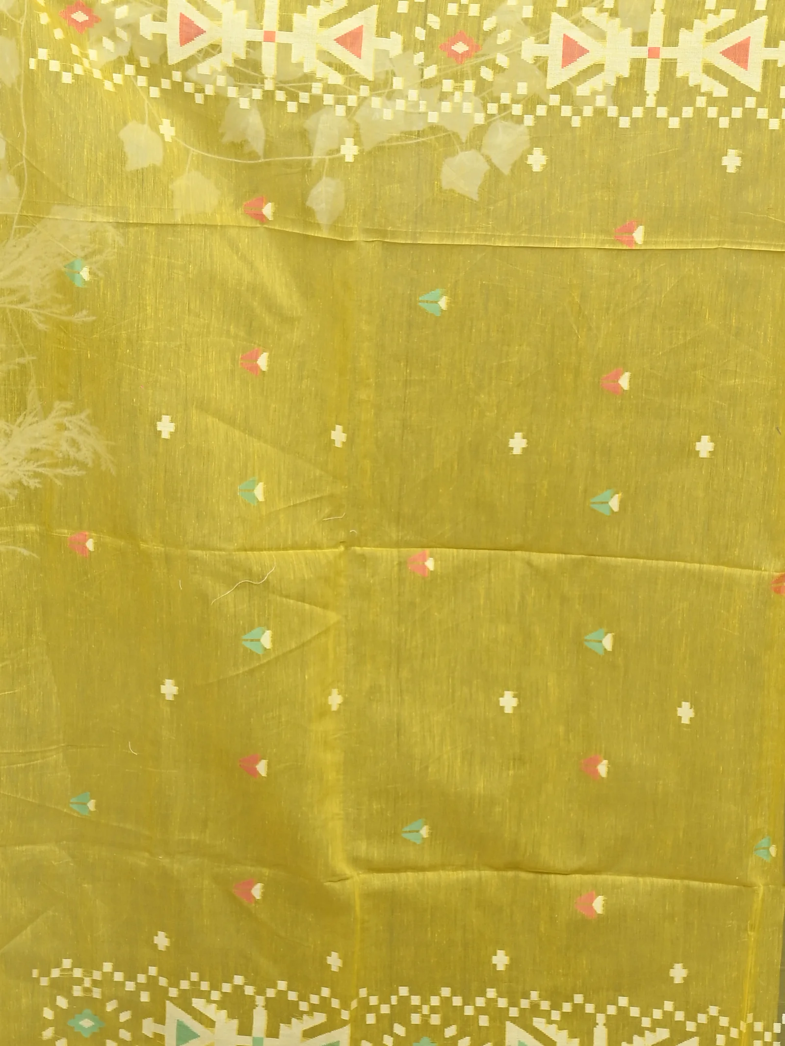 Yellow Cotton Nopvi Muslin saree (2272)