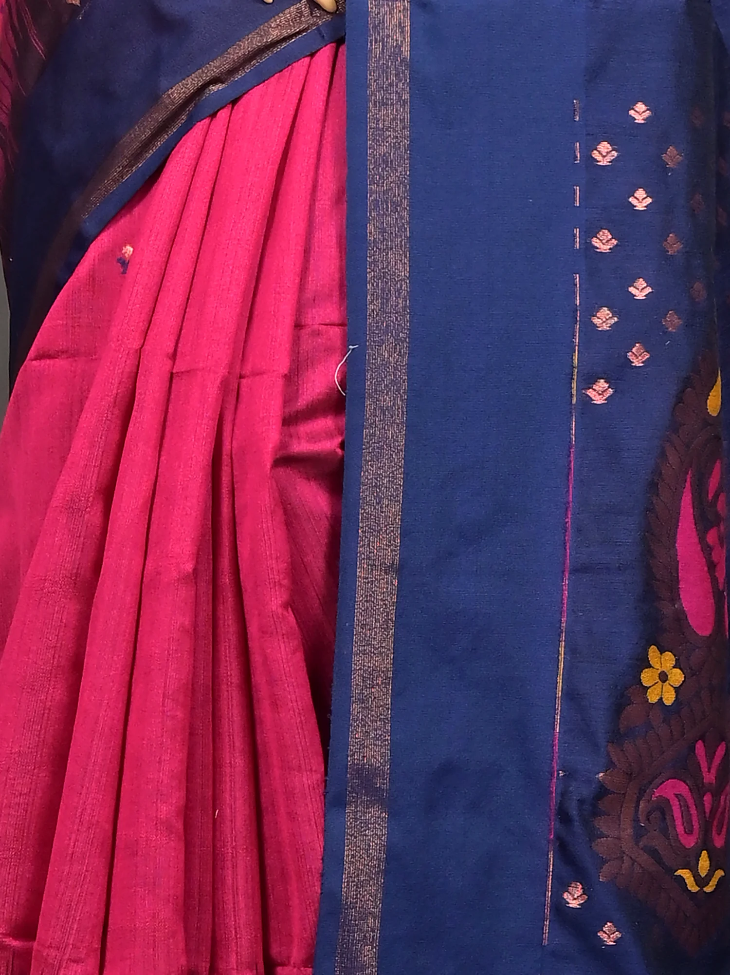 Purpel Blue Cotton Blend Parlkim Ikkat Jharna Saree (2291)