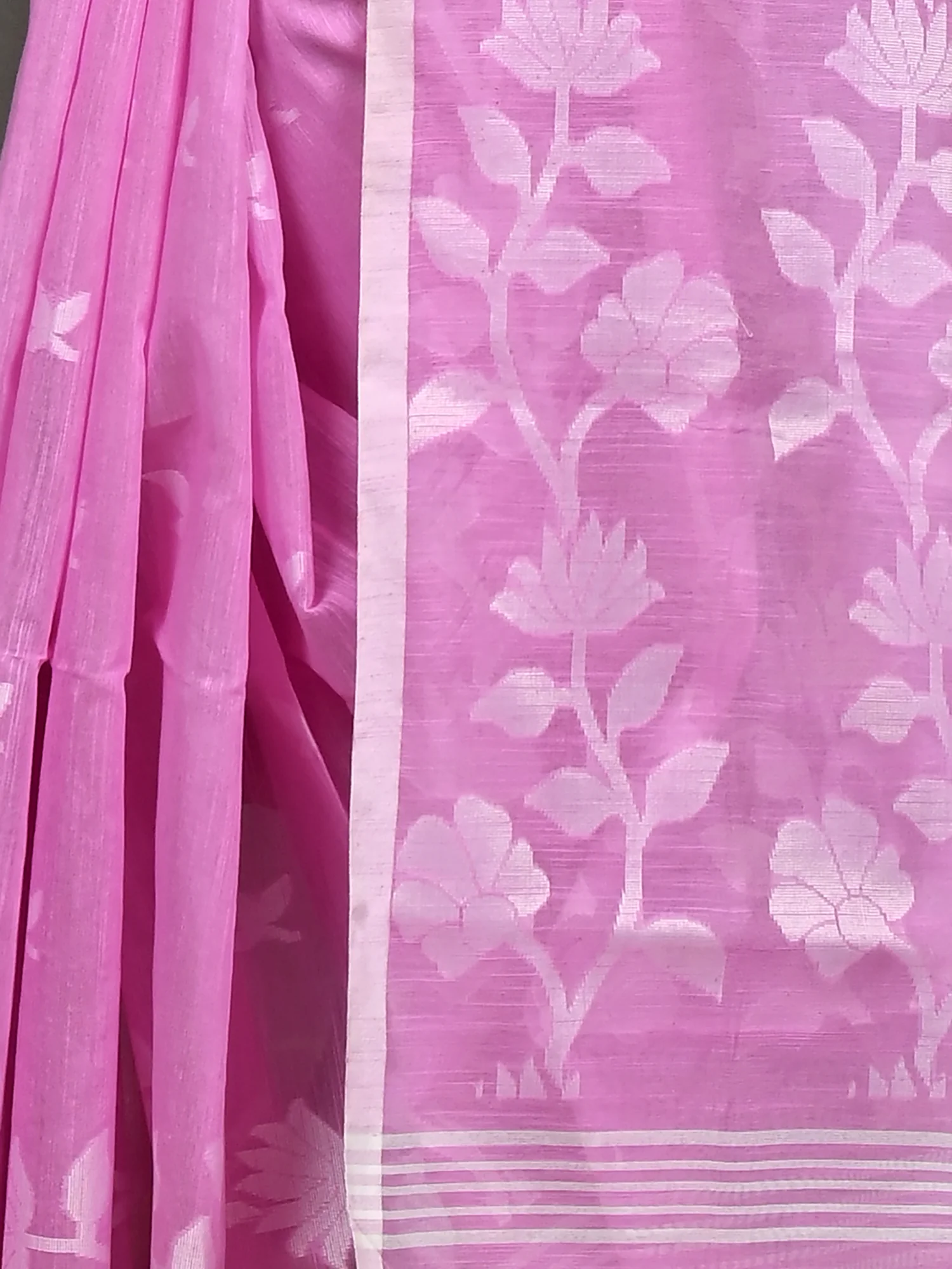 Pink Cotton Blend Parlon Handloom Saree (2292)
