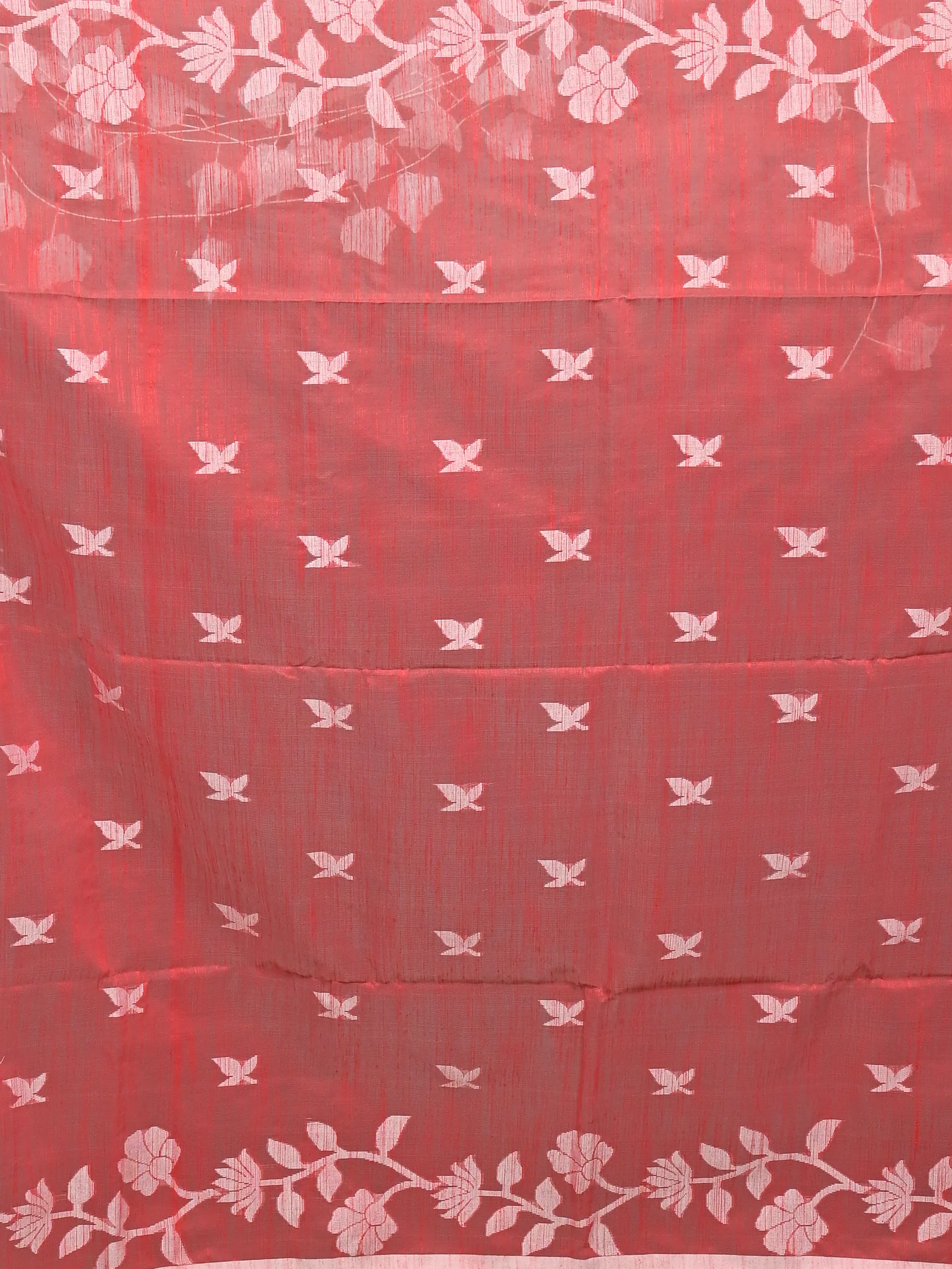 Red Cotton Blend Parlon Handloom Saree (2293)