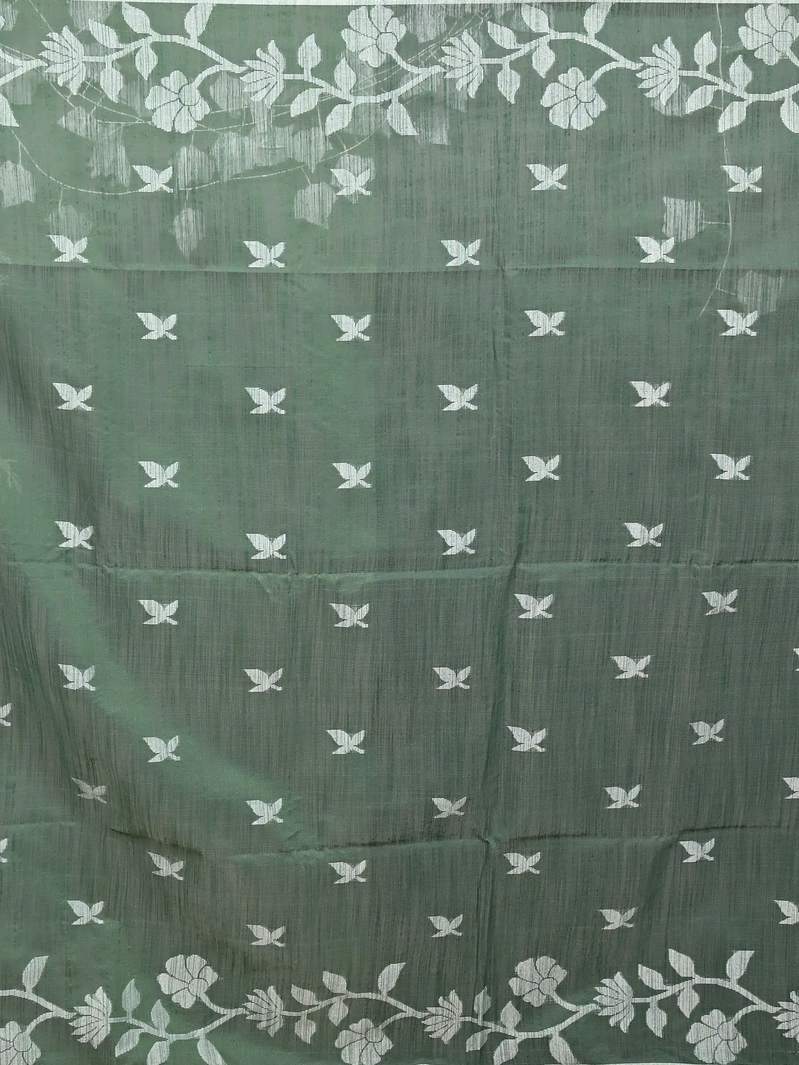 Green Cotton Blend Parlon Handloom Saree (2295)