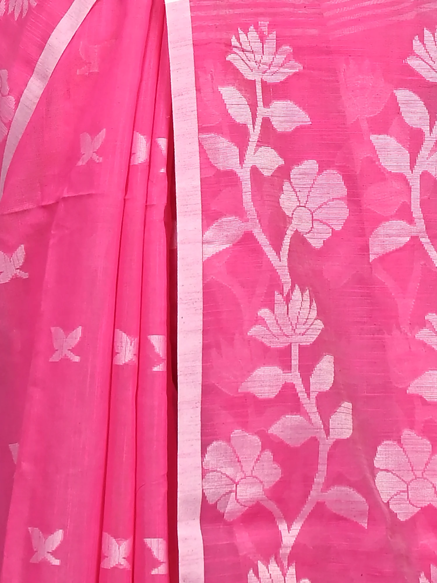 Purple Cotton Blend Parlon Handloom Saree (2296)