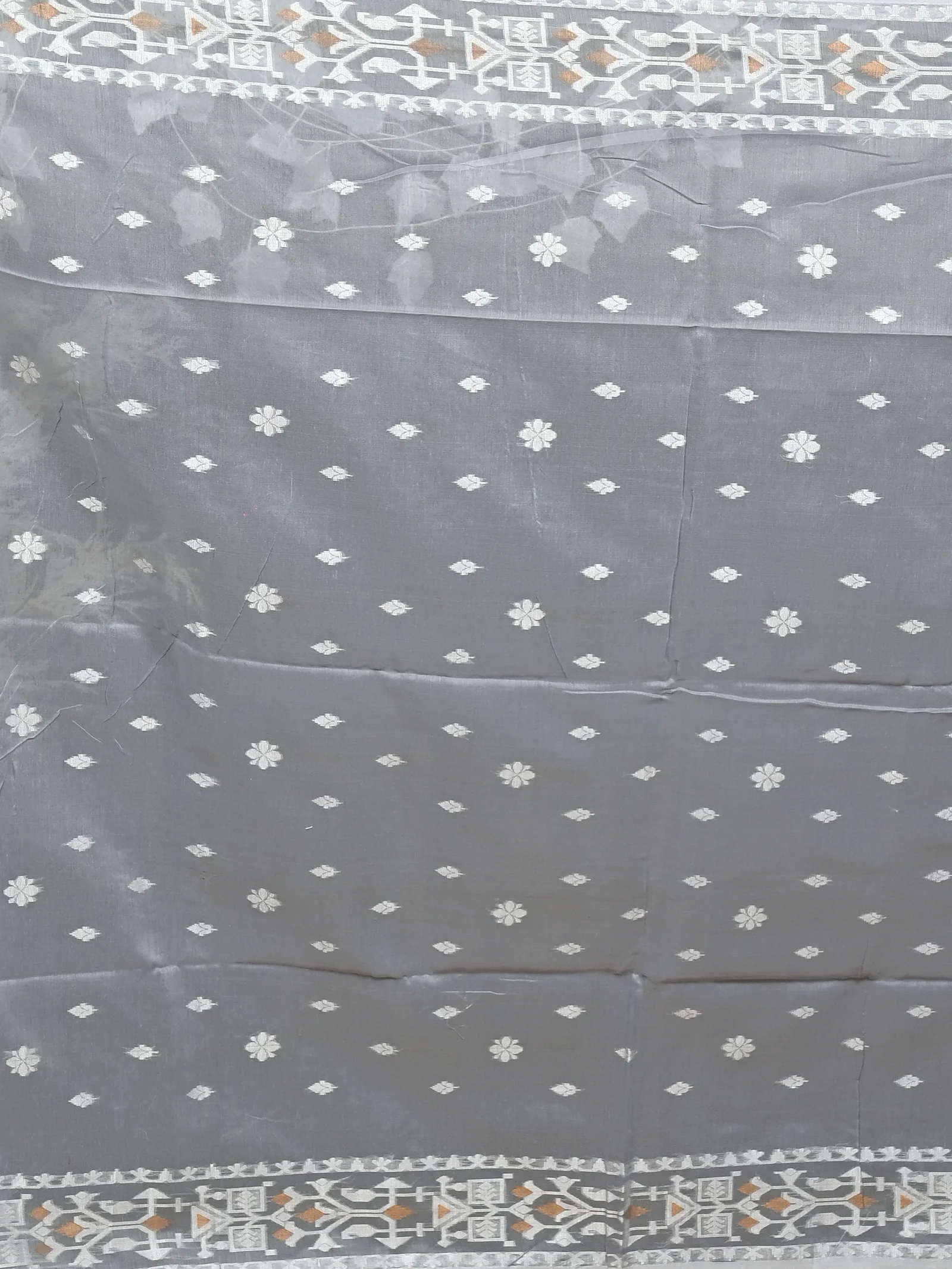 Grey Cotton Blend Parlvi Handloom Saree (2299)