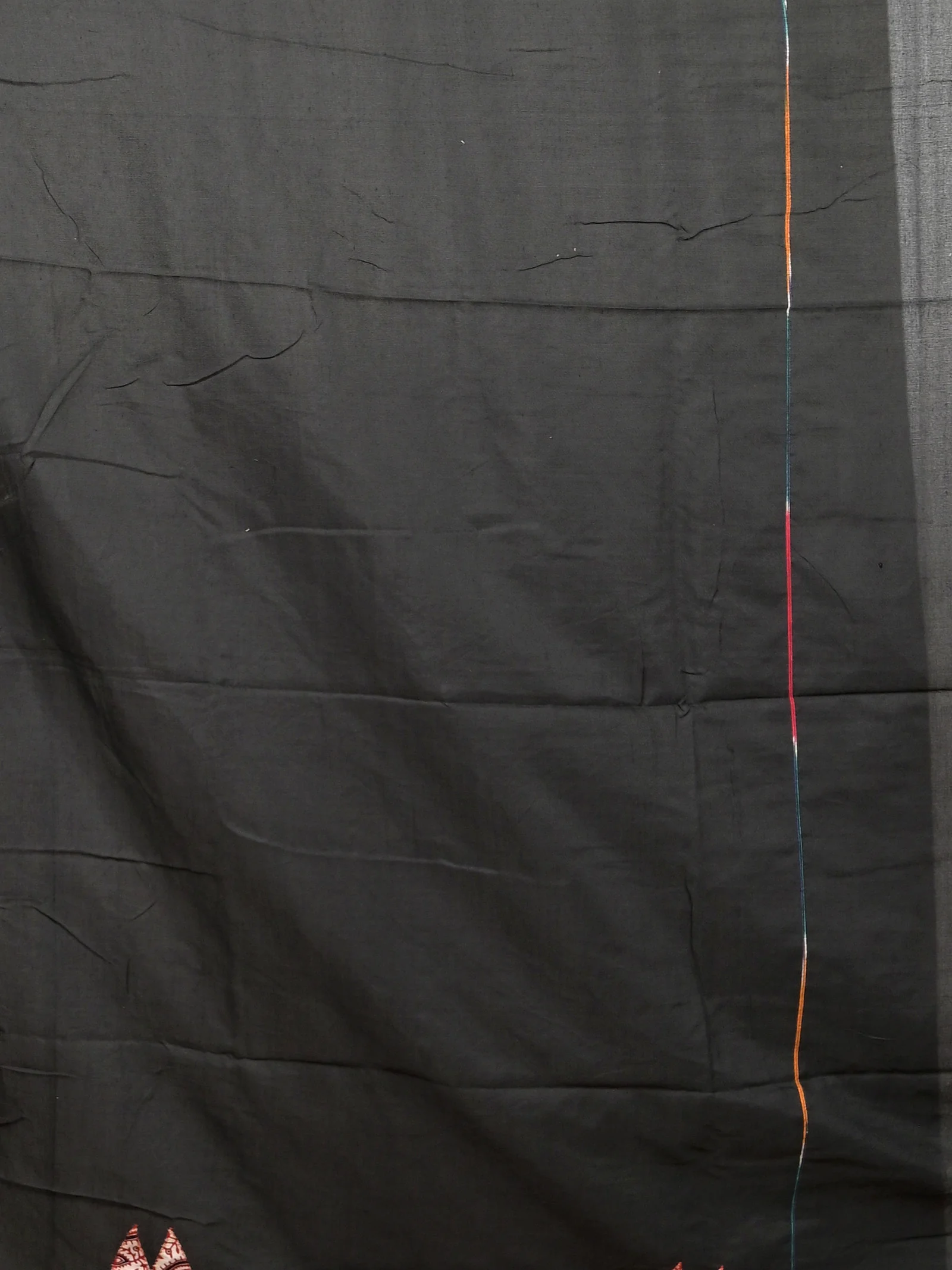 Black Red Cotton Ektara Applique Saree  (23)