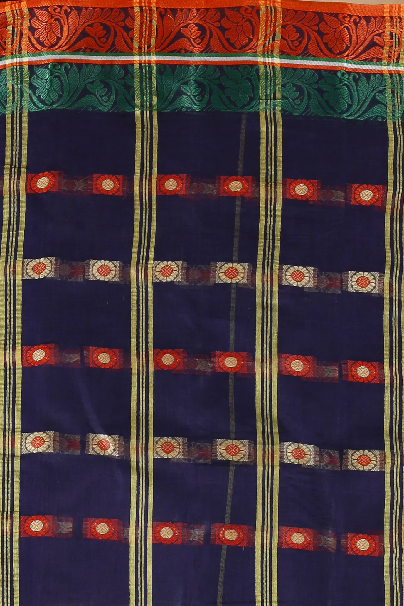Blue Pure Cotton Pushti Desiging Tant Saree (230)