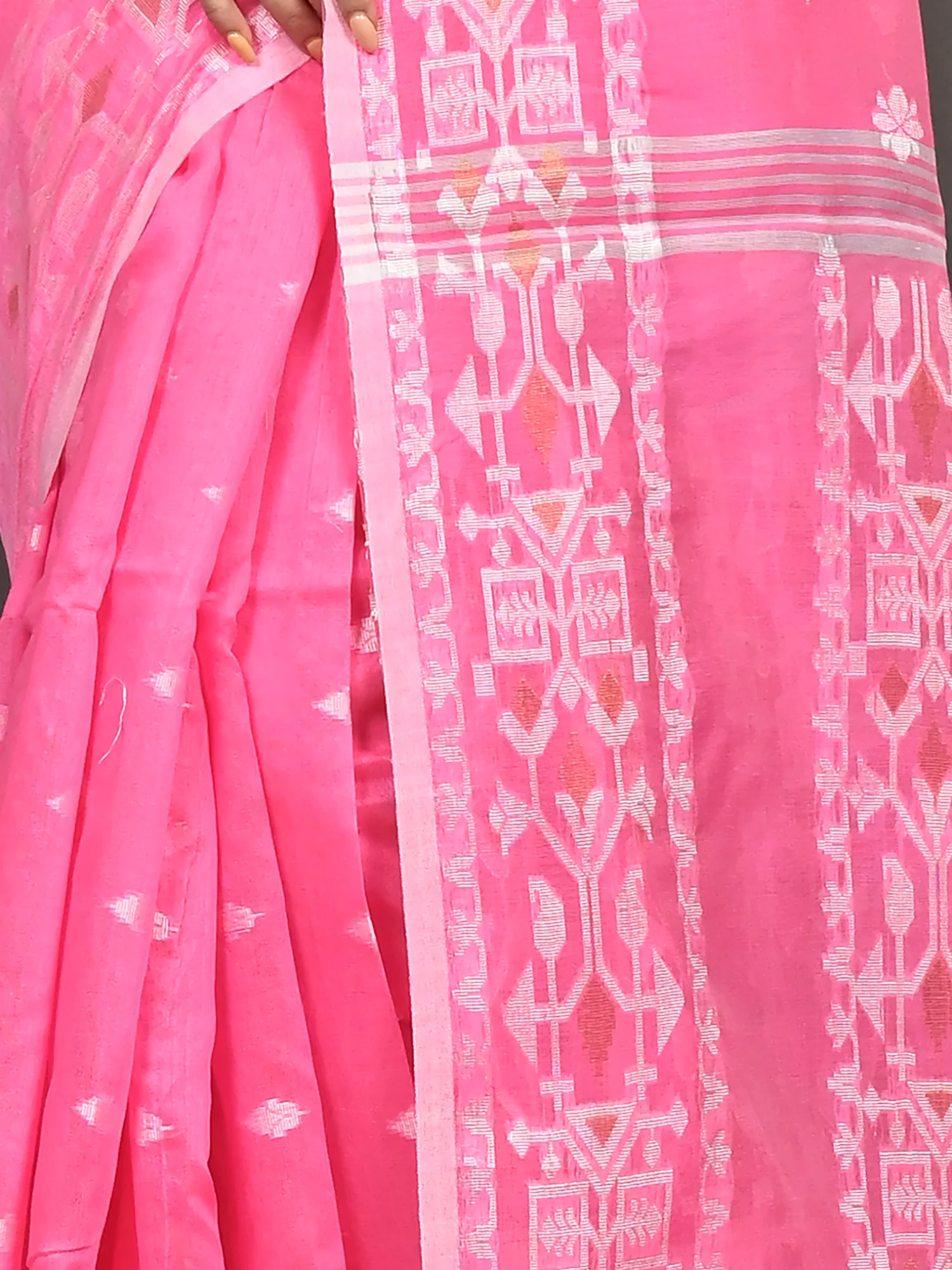 Pink Cotton Blend Parlvi Handloom Saree (2300)