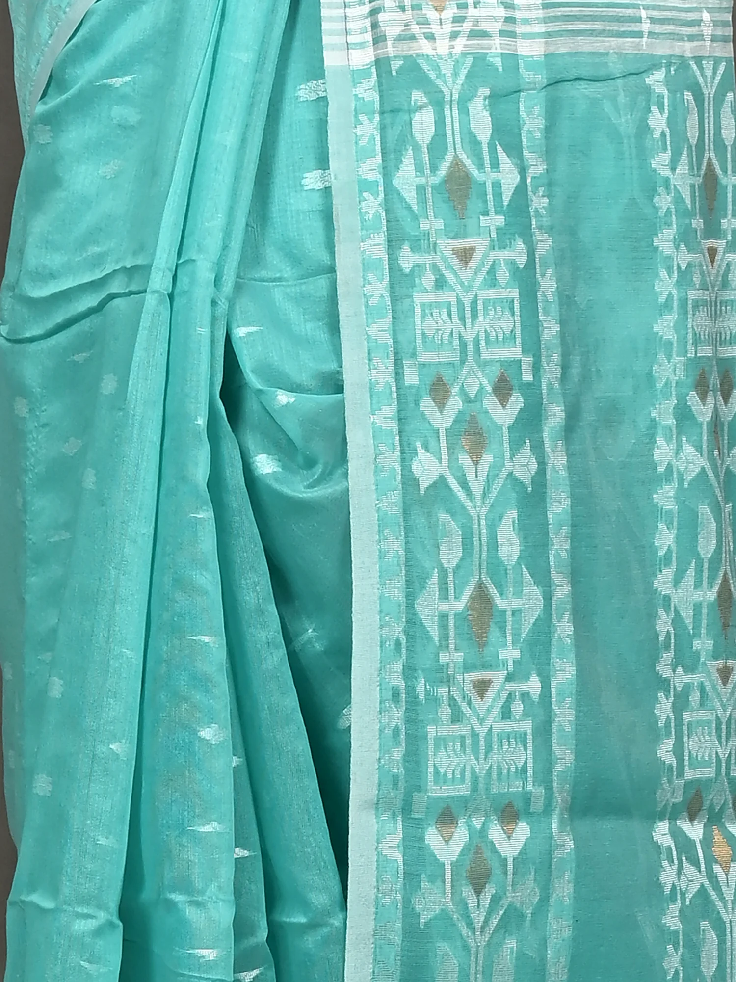 See Green Cotton Blend Parlvi Handloom Saree (2302)