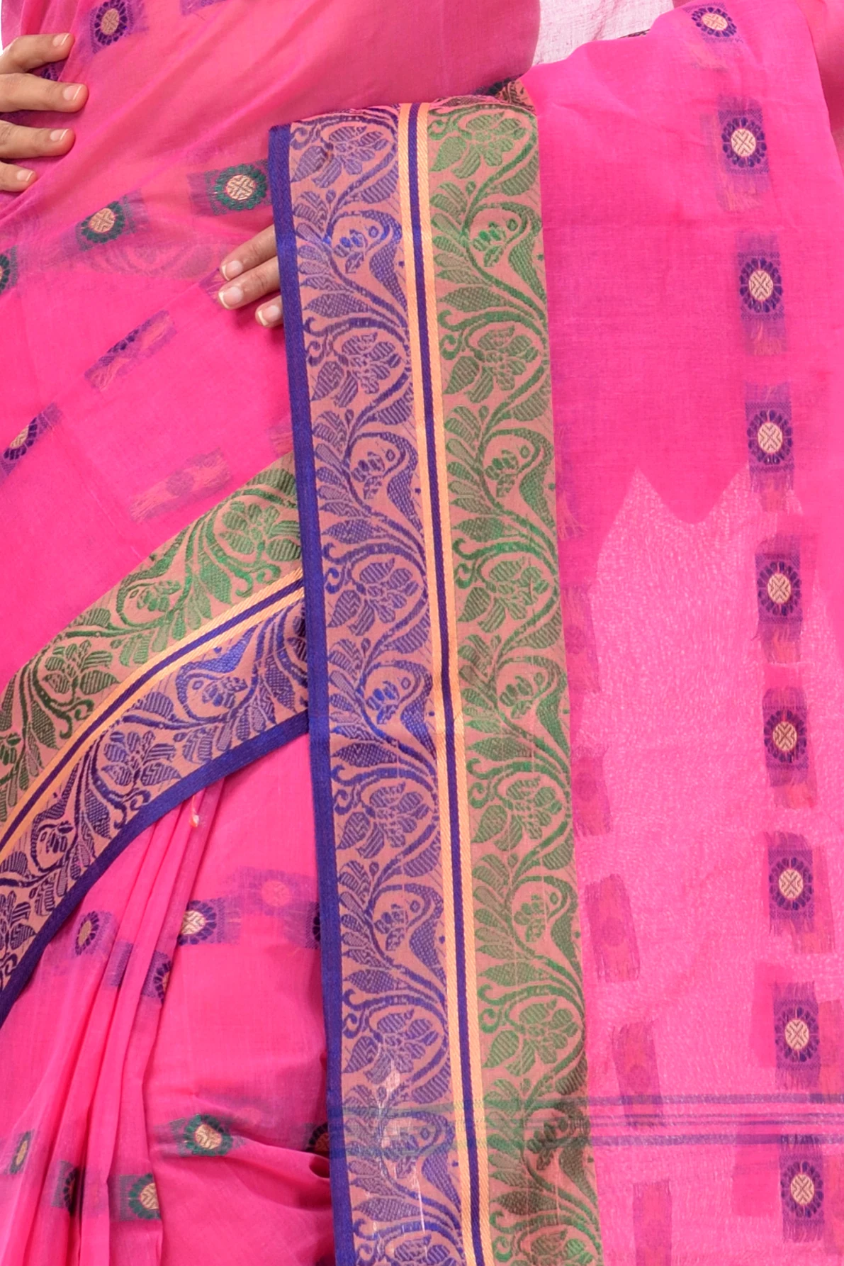 Pink Pure Cotton Pushti Desiging Tant Saree (231)