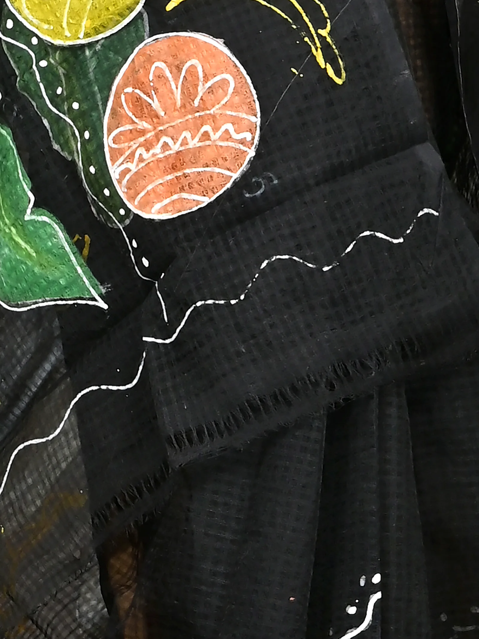 Black Cotton Kotafab Mix Kota Fabric Saree  (26)