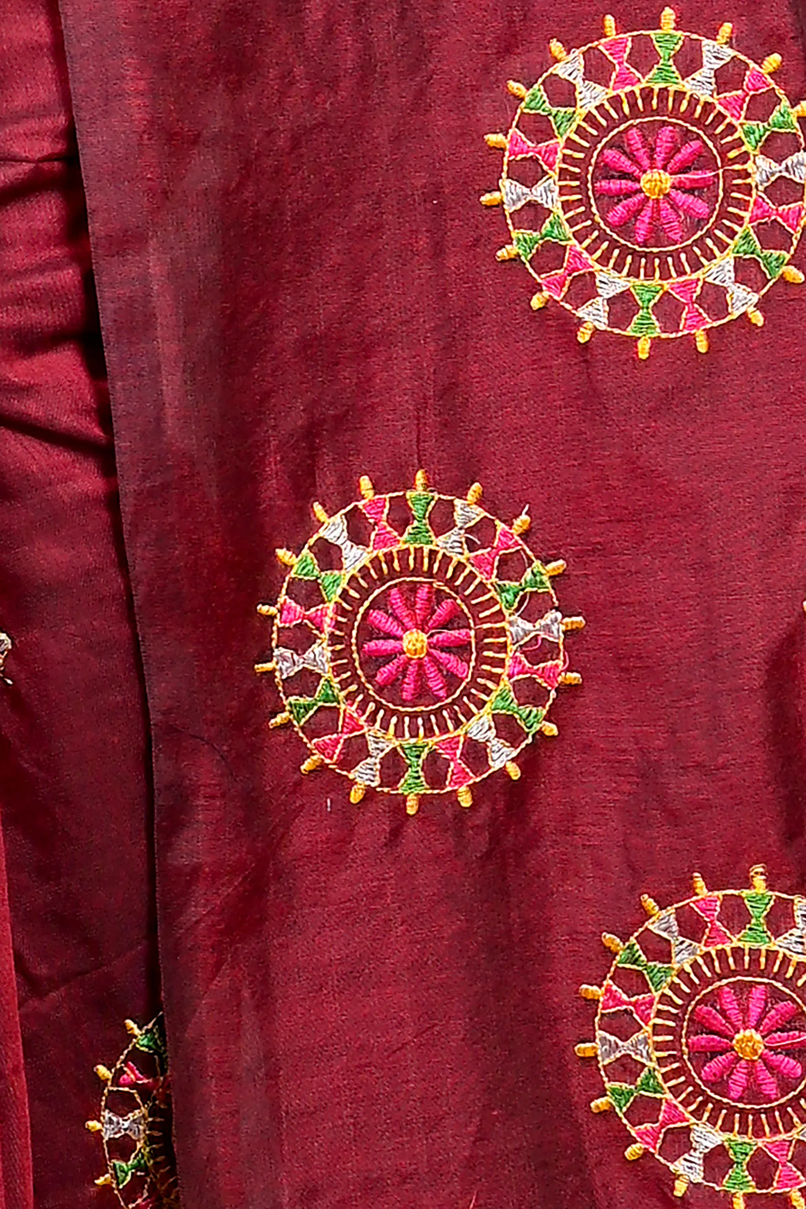 Marun Pure Cotton Parama Embroidery Handloom saree (288)