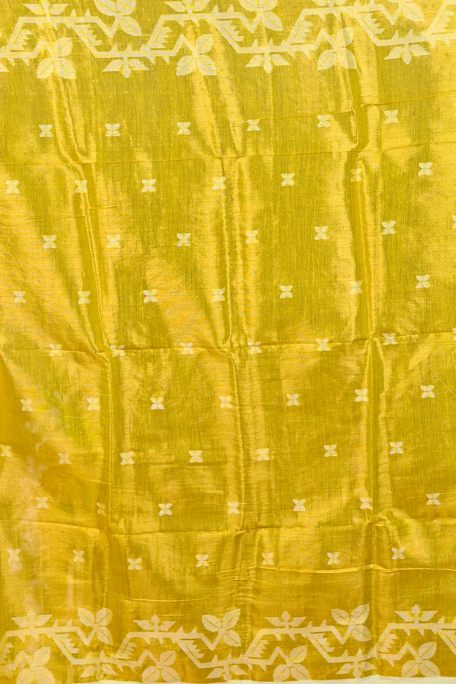Yellow Cotton Silk Parashar Tissue Jamdani Saree (290)