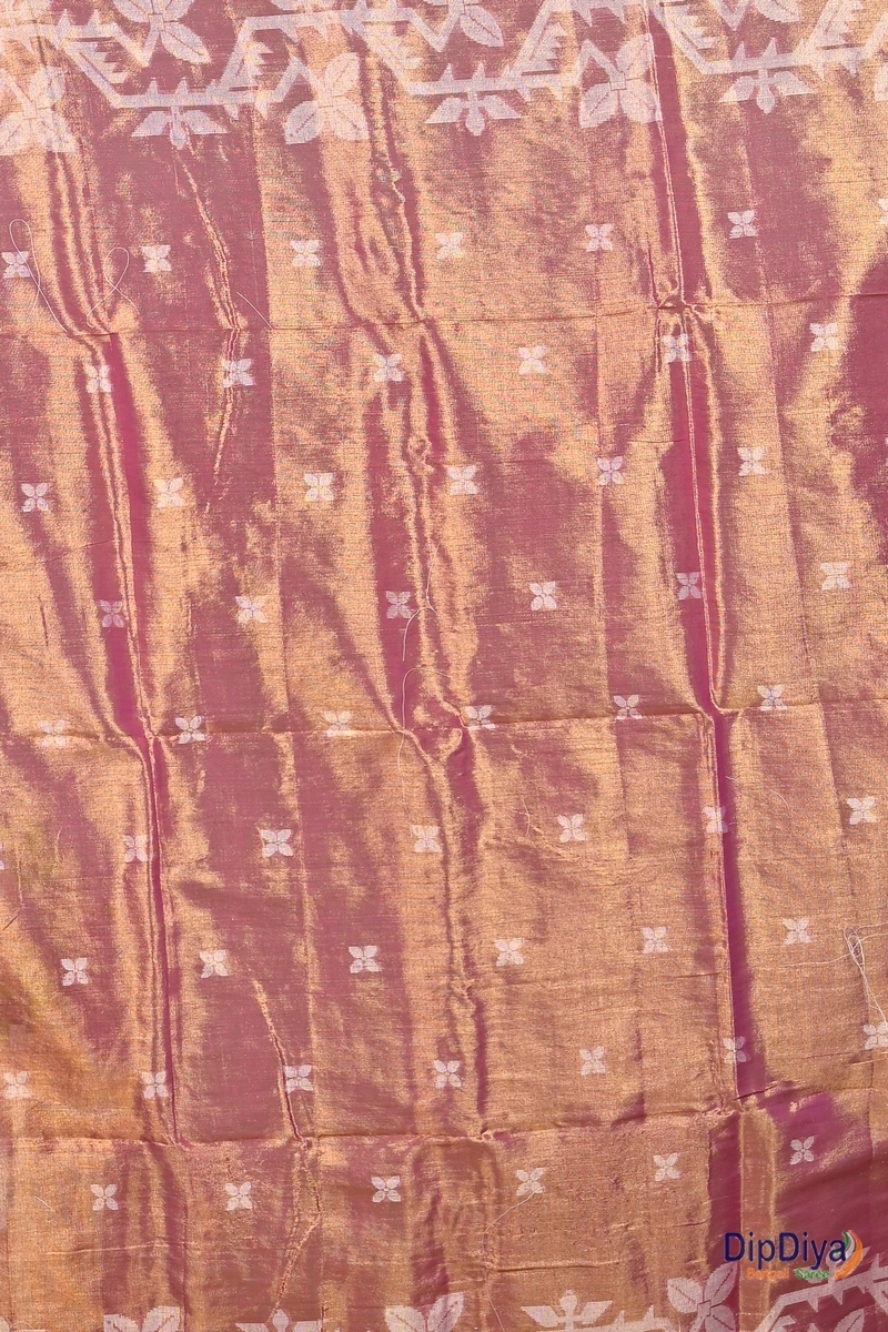Lotus Pink Cotton Silk Parashar Tissue Jamdani Saree (291)