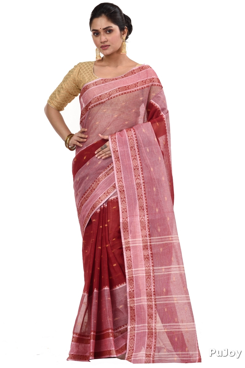 Brown Pure Cotton Debdash Tant Saree (2933)