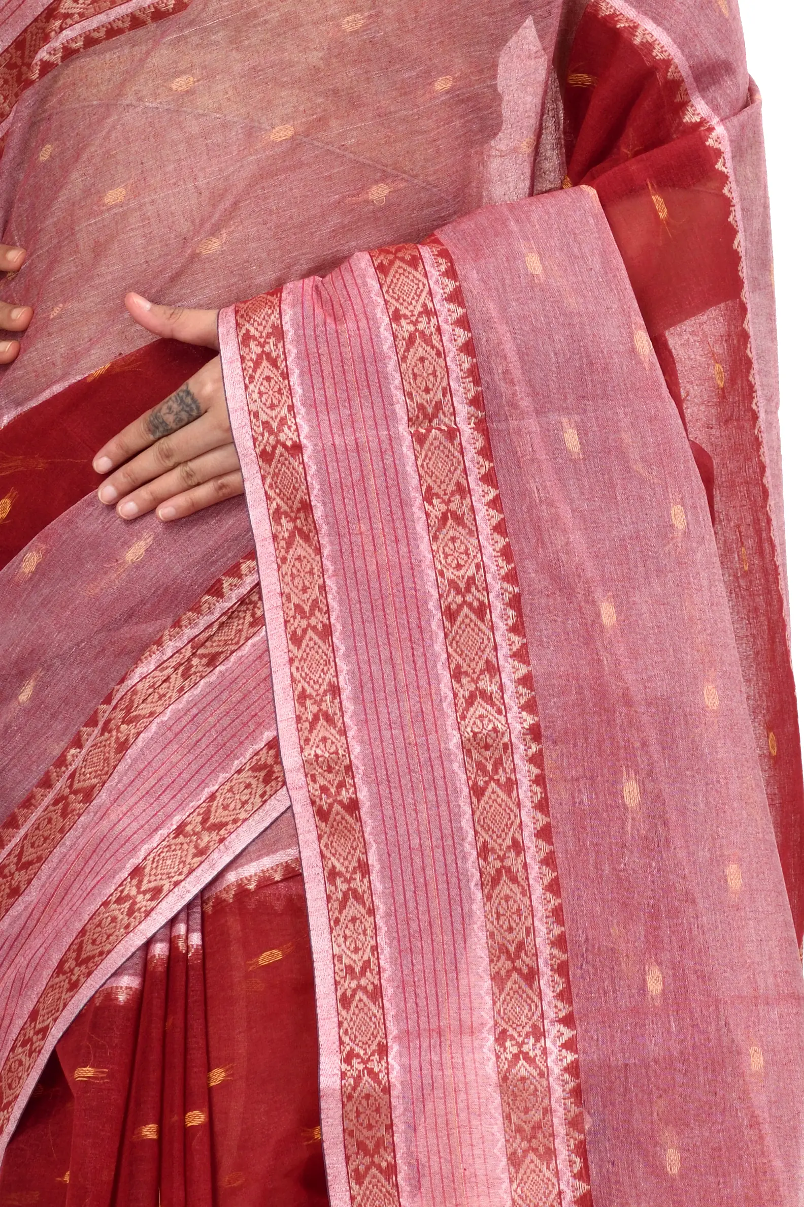 Brown Pure Cotton Debdash Tant Saree (2933)