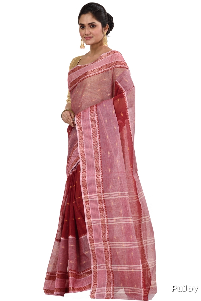 Brown Pure Cotton Debdash Tant Saree (2933)