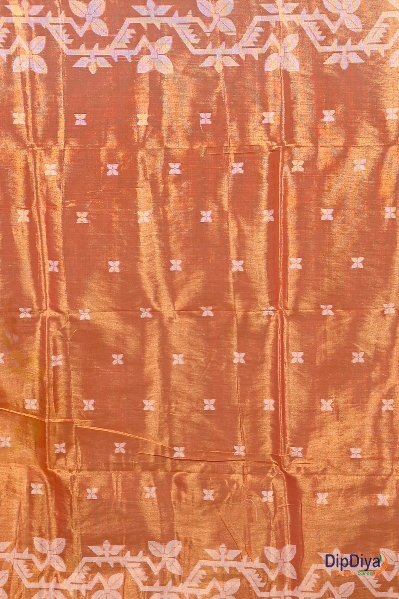 Orange Cotton Silk Parashar Tissue Jamdani Saree (294)