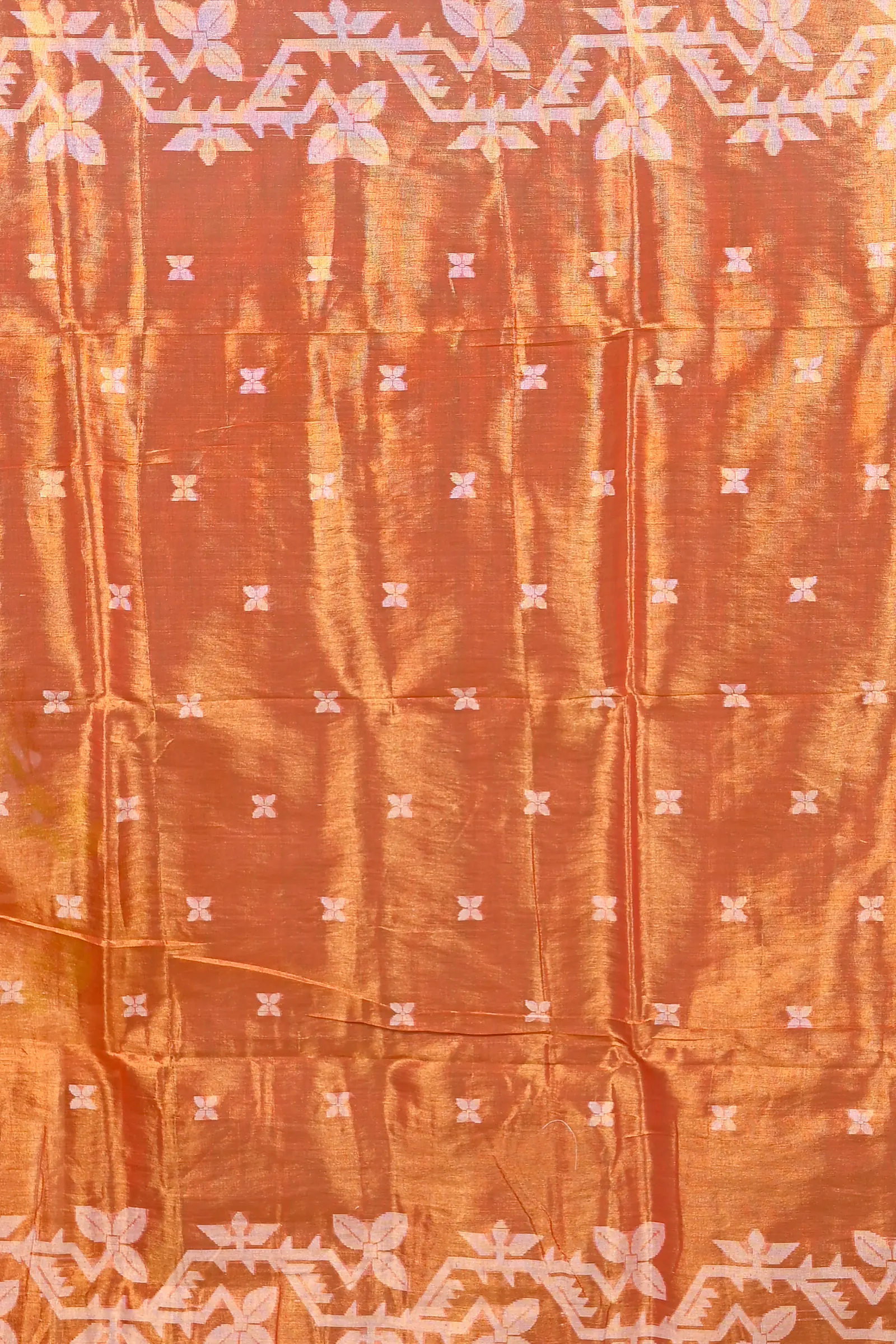 Orange Cotton Silk Parashar Tissue Jamdani Saree (294)