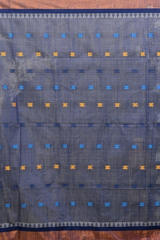 See Green Blue. Pure Cotton Debasi Hand Loom Saree (2946)