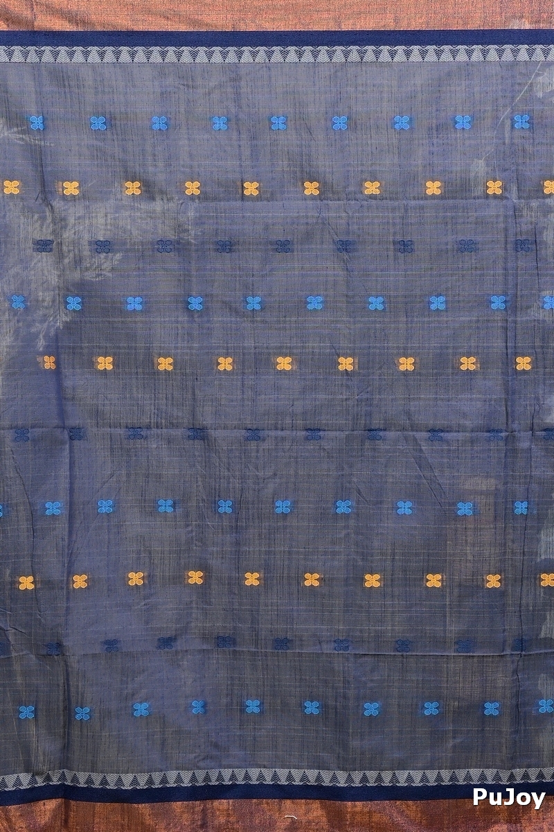 See Green Blue. Pure Cotton Debasi Hand Loom Saree (2946)