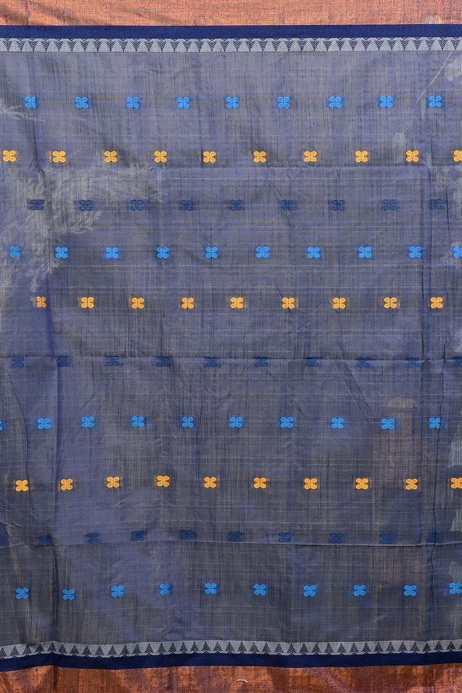 See Green Blue. Pure Cotton Debasi Hand Loom Saree (2946)
