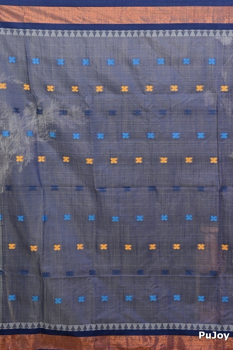 Rani Pink Blue Pure Cotton Debasi Hand Loom Saree (2948)
