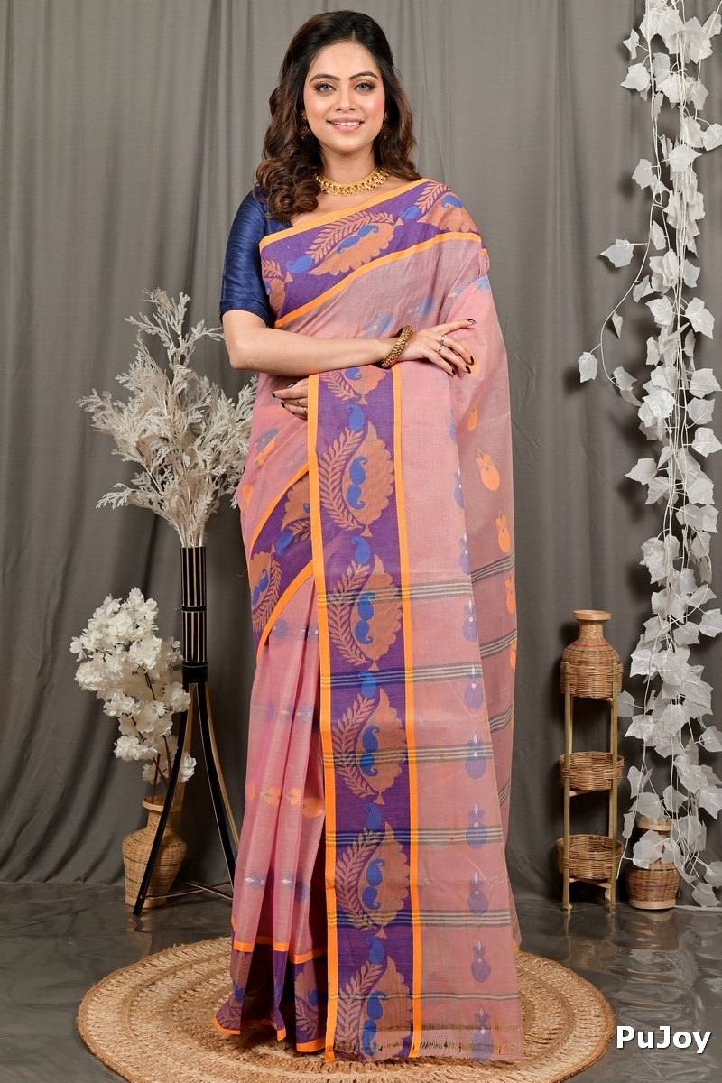 Peach Pure Cotton Debui Tant Saree (2950)