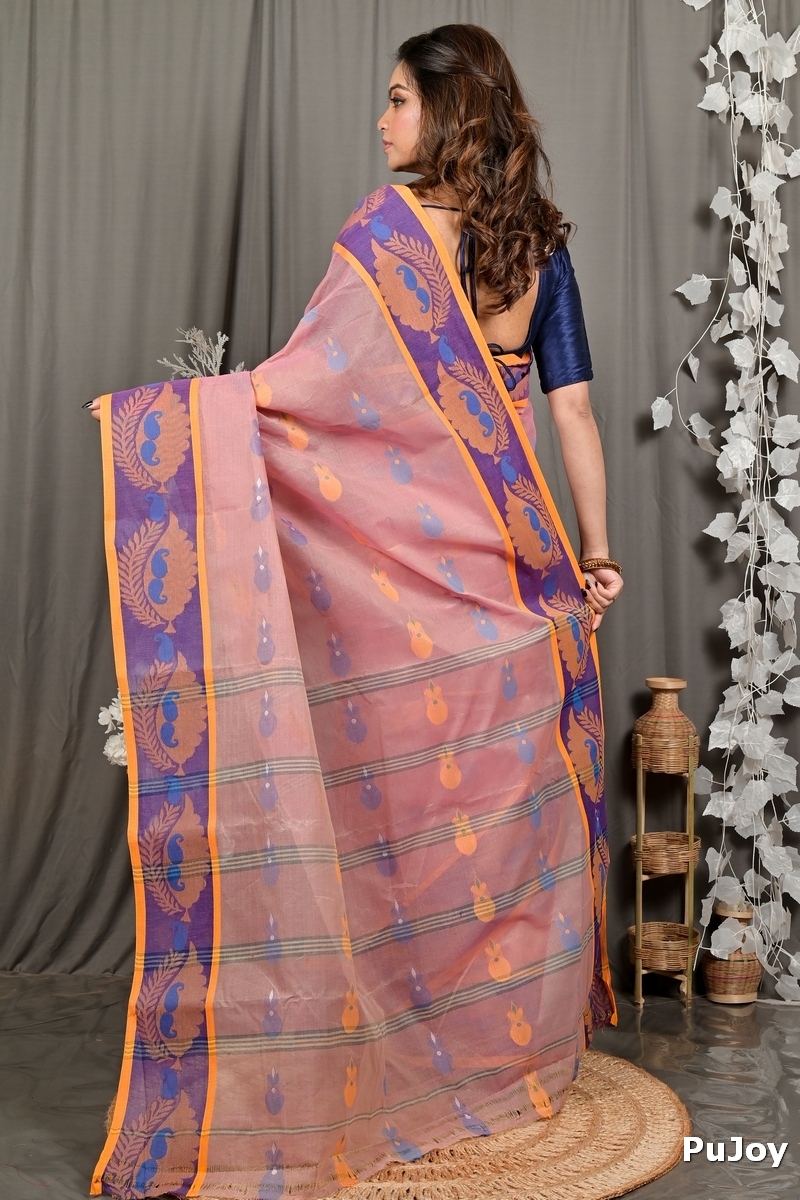 Peach Pure Cotton Debui Tant Saree (2950)