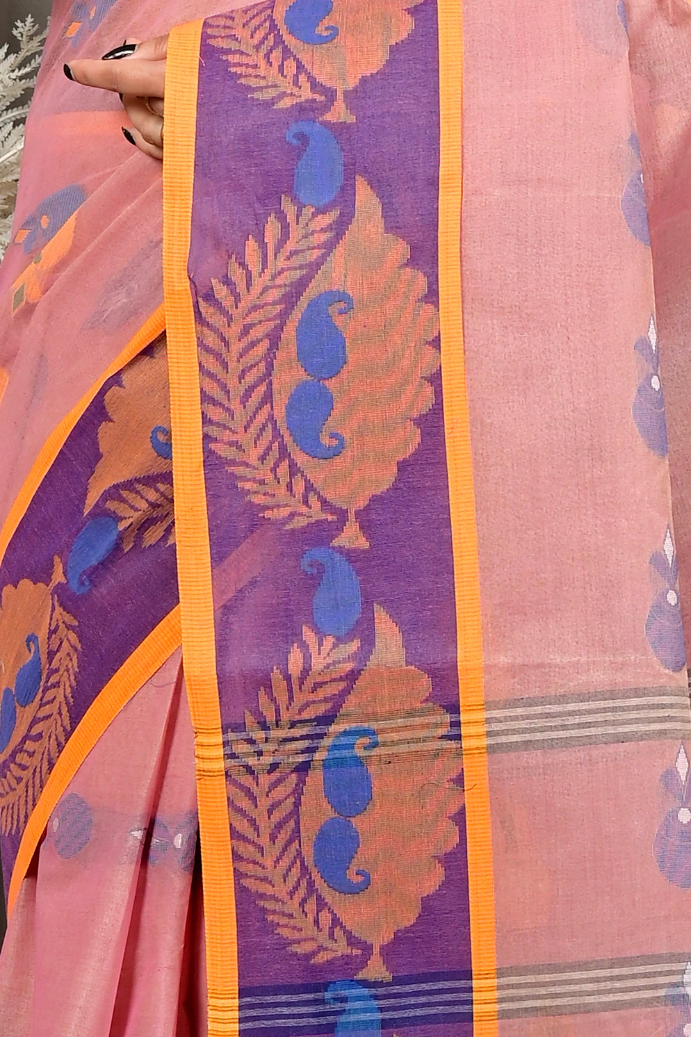 Peach Pure Cotton Debui Tant Saree (2950)