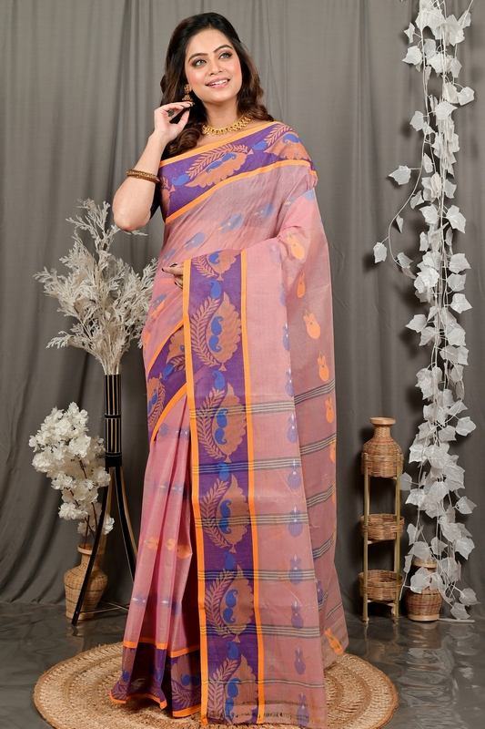 Peach Pure Cotton Debui Tant Saree (2950)