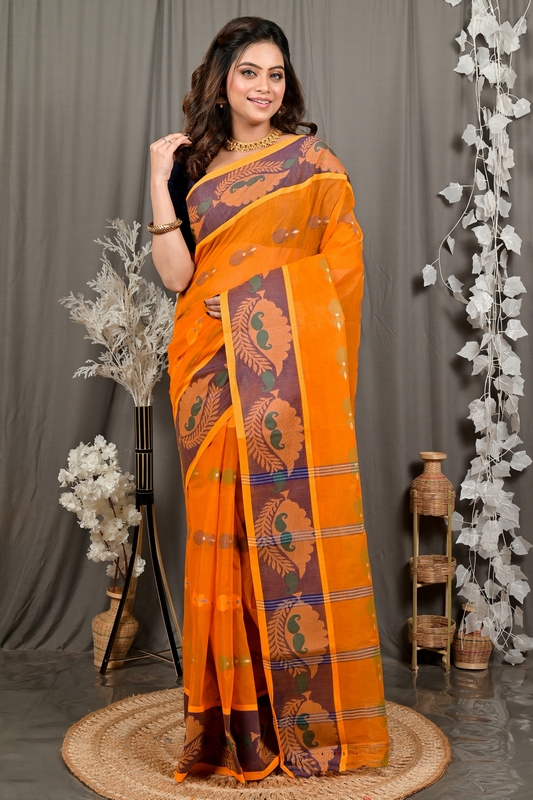 Orange Pure Cotton Debui Tant Saree (2951)