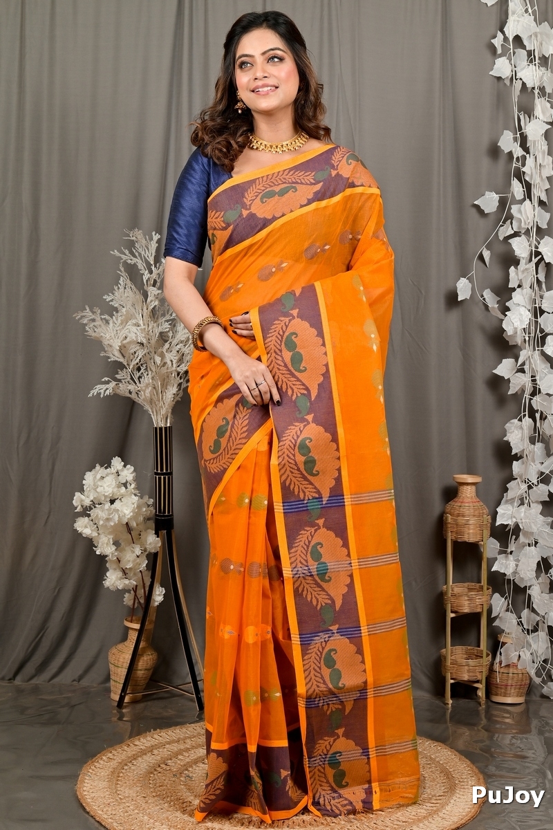 Orange Pure Cotton Debui Tant Saree (2951)